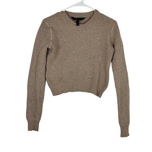 BCBG Max Azria Womens Beige Sweater Small Elbow Patches Wool & Cashmere Blend